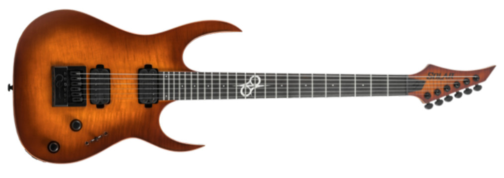 Die S1.6ET LTD im Flame-Solar-Burst-Matt-Finish. © Solar Guitars